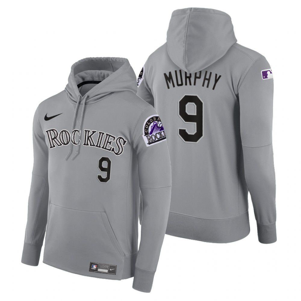 Cheap Men Colorado Rockies 9 Murphy gray road hoodie 2021 MLB Nike Jerseys